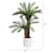 40in. UV Resistant Artificial Double Cycas Palm Tree in White Decorative Planter (Indoor/Outdoor)